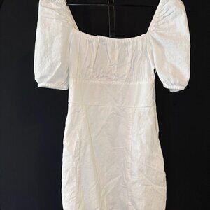 H&M Divided White Cotton/Linen Mini Dress